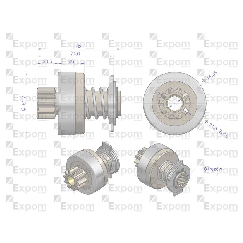 Zespół sprzęgający rozrusznika ( Typ Iskra ) MSX 332KIT, 16.908.807 EXPOM KWIDZYN eu-347886463