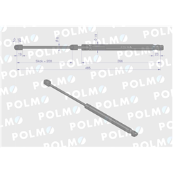 Siłownik szyby przedniej L max. 485mm 65421005 STEYR POLMO-347451156