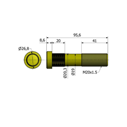 Śruba koła 20x1.5x88 D-50 Przyczepa-347439795
