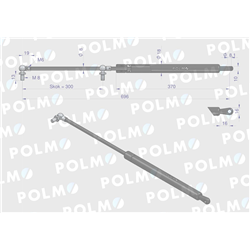 Siłownik szyby przedniej L max. 696mm 222114A0P CASE IH POLMO-347450221