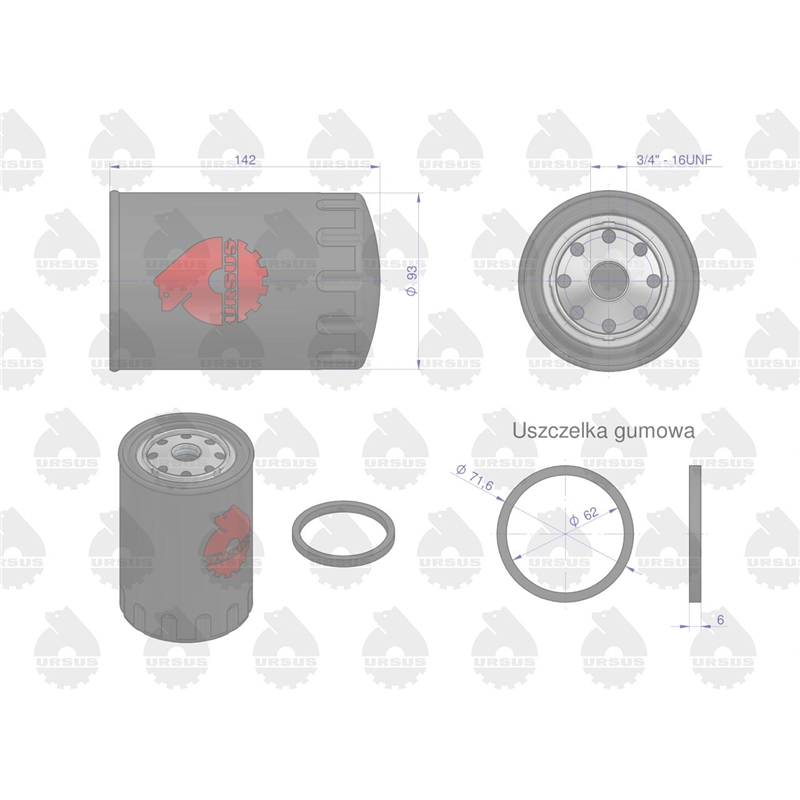 Filtr oleju PP-89 MF-4 ORYGINAŁ URSUS-347446341