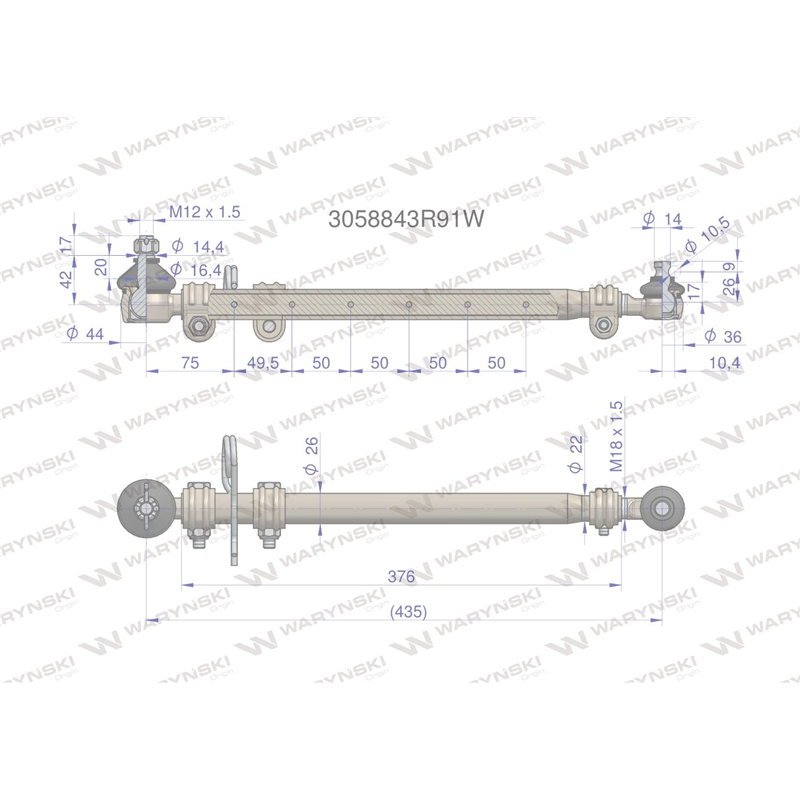 Drążek kierowniczy 435mm 3058843R91 WARYŃSKI-347884196