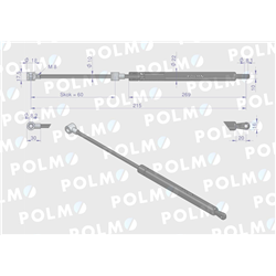 Siłownik szyby przedniej L max. 215mm 65499068 DIETEG POLMO-347451135