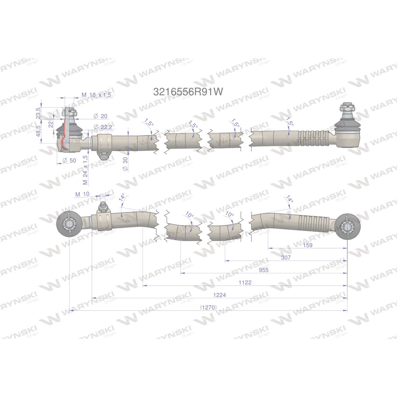 Drążek kierowniczy 1270mm 3216556R91 WARYŃSKI-347884385