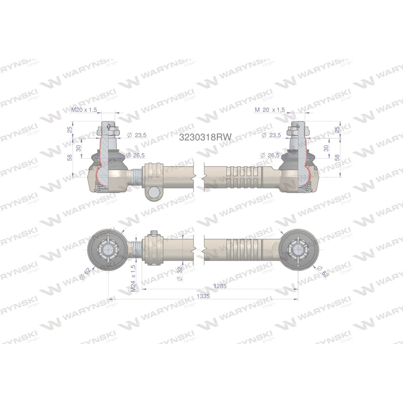 Drążek kierowniczy 1335mm 3230318R WARYŃSKI-347879674
