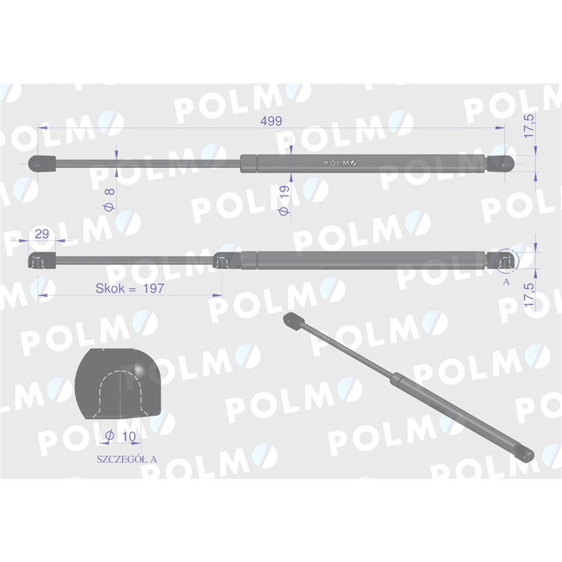 Siłownik drzwi Case 3301488M9 POLMO-347902780