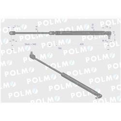 Siłownik tylnej szyby L max. 785mm 3389556M1P MASSEY FERGUSON POLMO-347450245