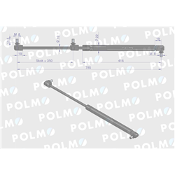 Siłownik maski L max. 785mm 3780734M1P MASSEY FERGUSON POLMO-347451046