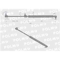 Siłownik maski L max. 885mm 65415045 MASSEY FERGUSON POLMO-347879390