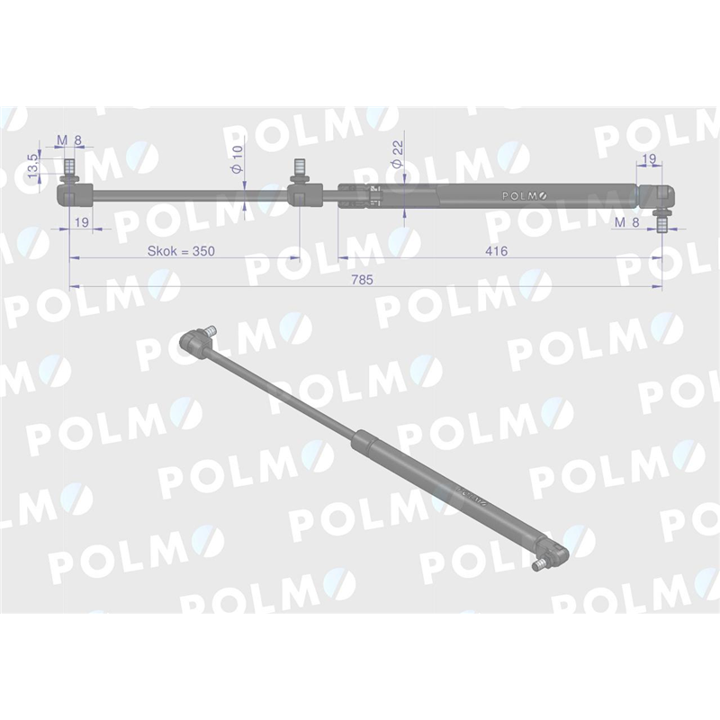 Siłownik L max. 785mm 3782975M1P MASSEY FERGUSON POLMO-347451049