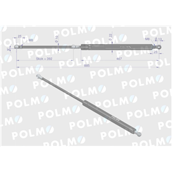 Siłownik maski L max. 885mm 65415047 MASSEY FERGUSON POLMO-347451084
