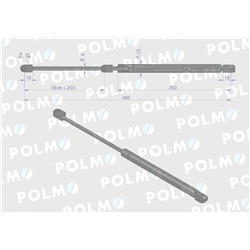 Siłownik szyby tylnej L max. 485mm 3816796M1P MASSEY FERGUSON POLMO-347451055