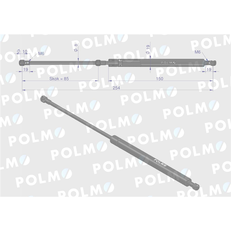 Siłownik L max. 254mm 3900790M91P MASSEY FERGUSON POLMO-347451111