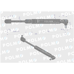 Siłownik drzwi L max. 230mm 3902121M1P MASSEY FERGUSON POLMO-347878579