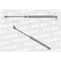 Siłownik szyby przedniej tylnej drzwi L max. 486mm 3904695M1P MASSEY FERGUSON POLMO-347450254