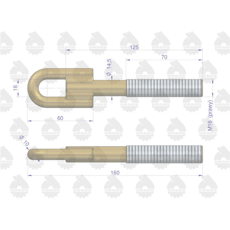 Główka przednia łańcucha bocznego C-330 ORYGINAŁ URSUS-347898580
