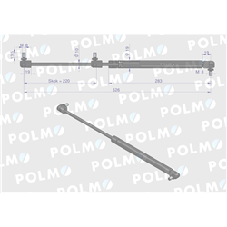Siłownik L max. 526mm 4274843M1P MASSEY FERGUSON POLMO-347451040