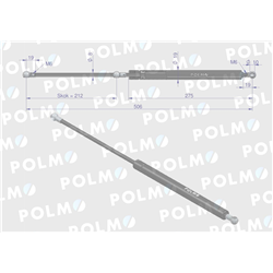 Siłownik szyby przedniej tylnej L max. 506mm 4399080P DEUTZ POLMO-347450116