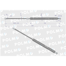 Siłownik drzwi L max. 239mm 4428680P DEUTZ HÜRLIMANN LAMBORGHINI SAME POLMO-347450134