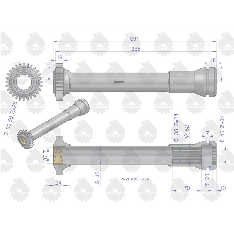 Tuleja napędu pompy hydraulicznej C-360 ORYGINAŁ URSUS-347445413