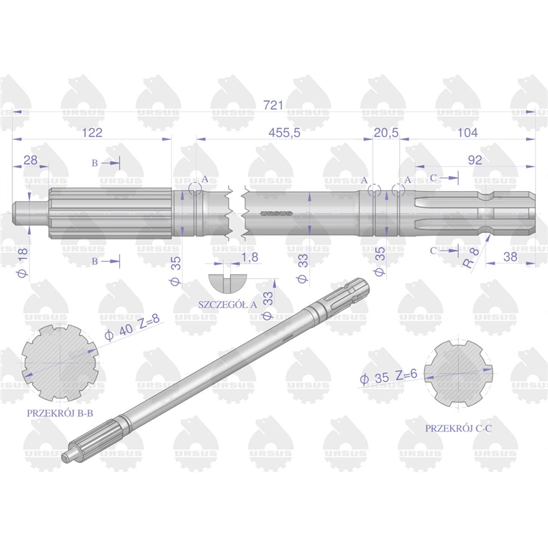 Wałek przekaźnika C-330 ORYGINAŁ URSUS-347873460