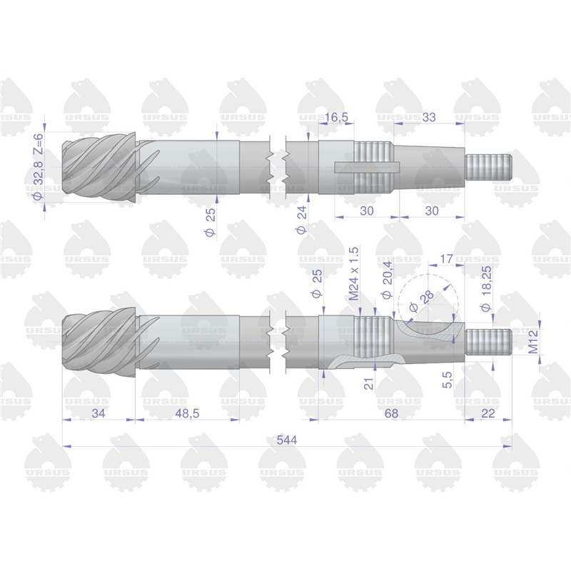 Wałek kierowniczy C-330 ORYGINAŁ URSUS-347445294