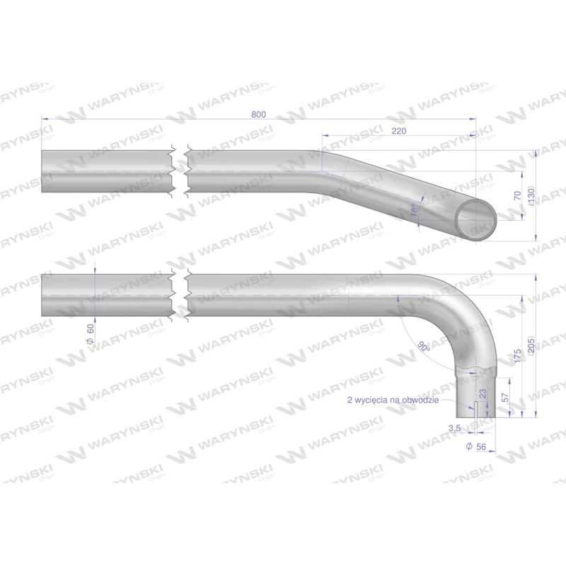 Rura do tłumika 5040390070.1p prosta bizon INOX Waryński-347477649