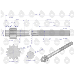 Półoś st. typ 12 zębów C-360 ORYGINAŁ URSUS-347445248