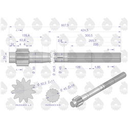 Półoś 11 zębów C-360 ORYGINAŁ URSUS-347873831