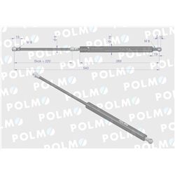 Siłownik drzwi L max. 540mm 65417043 FIAT POLMO-347451129