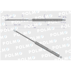 Siłownik szyby przedniej L max. 640mm 65417045 FIAT POLMO-347451132