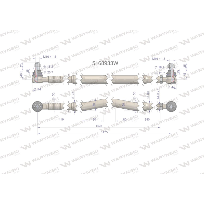 Drążek kierowniczy 1475mm 5168933 WARYŃSKI-347451347