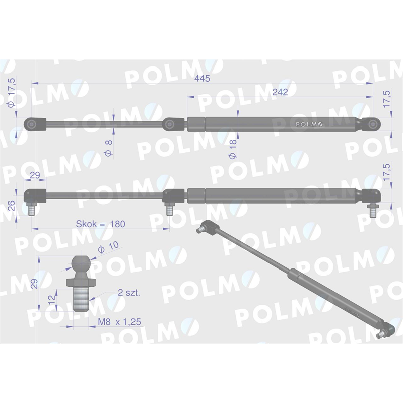 Siłownik podnoszenia maski New Holland 5177277 POLMO-347902794