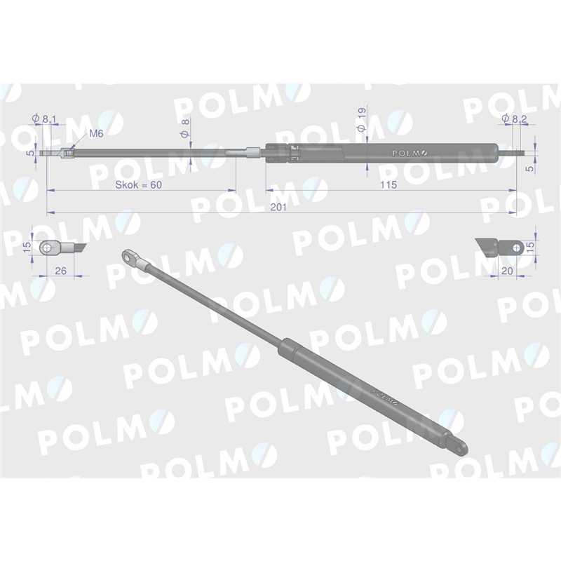 Siłownik L max. 201mm 65499080 6-10018200 MAUSER POLMO-347879400