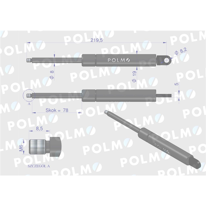Siłownik dachu 7013263M91 pasuje do Massey Ferguson  POLMO-347471013