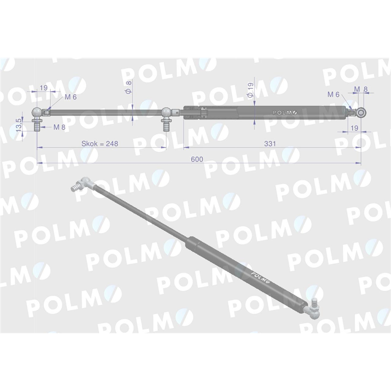 Siłownik szyby tylnej L max. 600mm 65418009 RENAULT POLMO-347879451