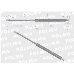 Siłownik szyby tylnej L max. 586mm 82001505P CASE IH POLMO-347450038