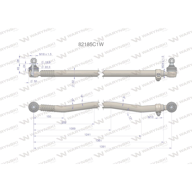 Drążek kierowniczy 1391mm 82185C1 WARYŃSKI-347884437