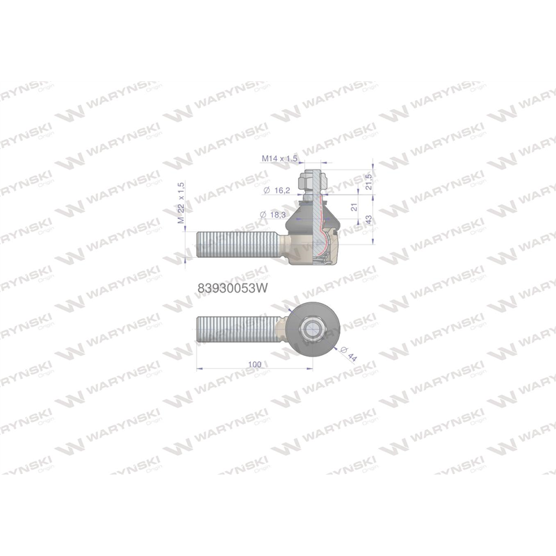Przegub kierowniczy 100mm-M22x1,5 83930053 WARYŃSKI-347451252
