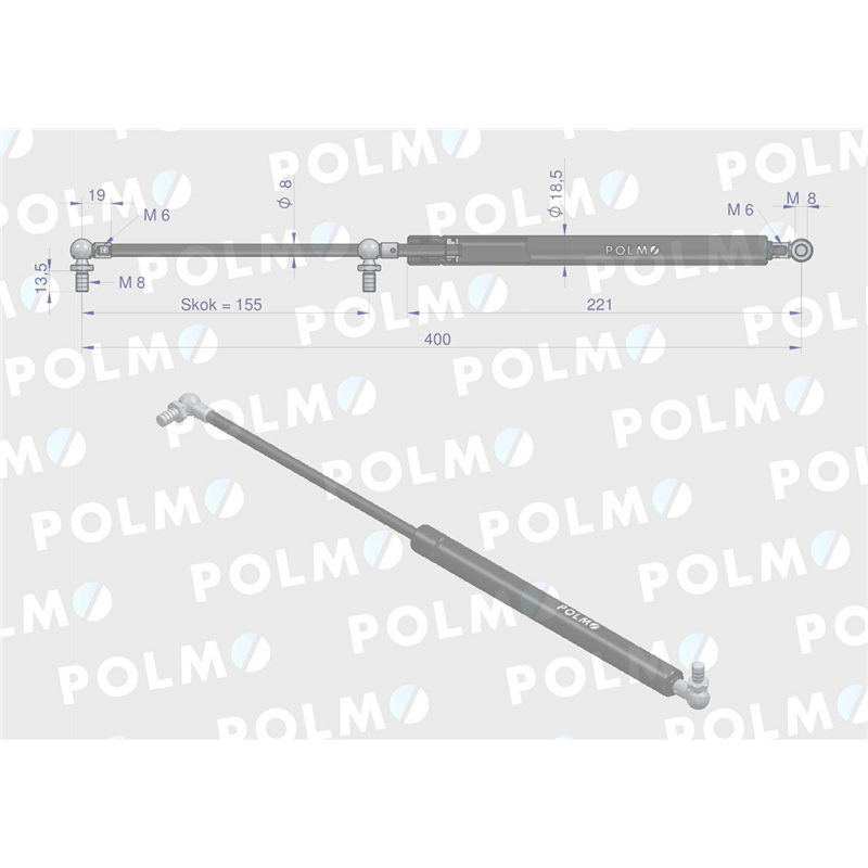 Siłownik szyby tylnej L max. 400mm 83952213P FORD POLMO-347450173