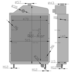 Chłodnica miedziana 1614 RM 6-cylindrowy dolne mocowanie turbo C-385-347868863