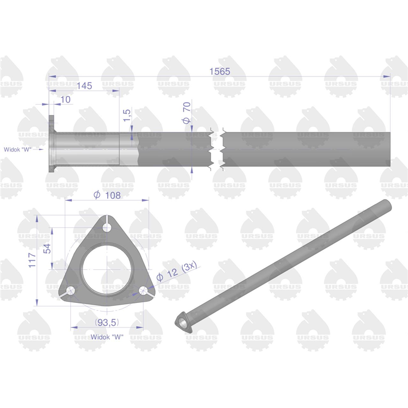 Rura Tłumika C-385 Turbo prosta  ORYGINAŁ URSUS-347899698