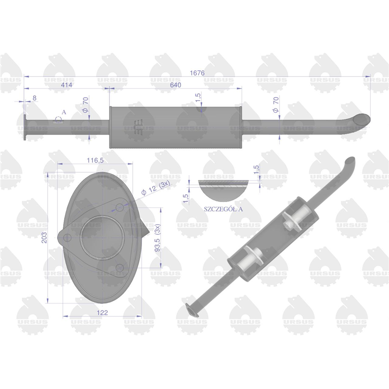 Tłumik TURBO 1676mm 9.8kg C-385 ORYGINAŁ URSUS-347457903