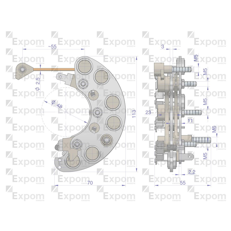Prostownik alternatora 9515672EX C-385 Nowy Typ EXPOM KWIDZYN eu-347887181
