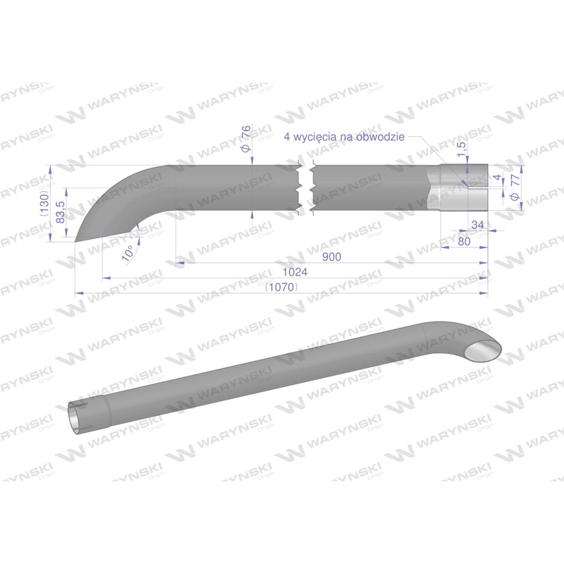 Tłumik rura IH189049 Case WARYŃSKI-347463433