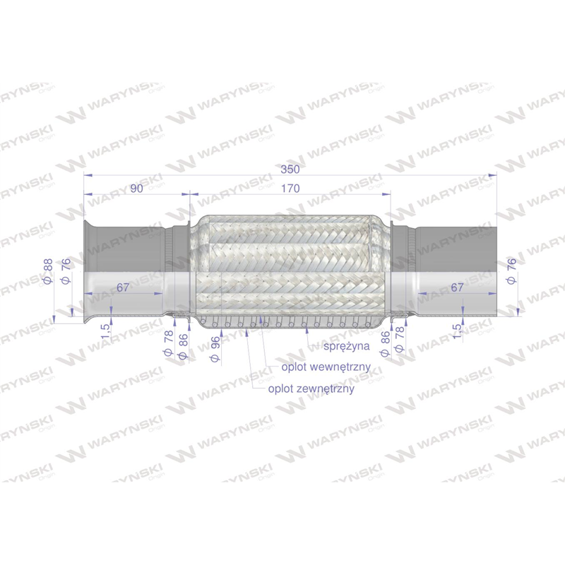 Łącznik elastyczny tłumika AL155806. John Deere WARYŃSKI-347892152