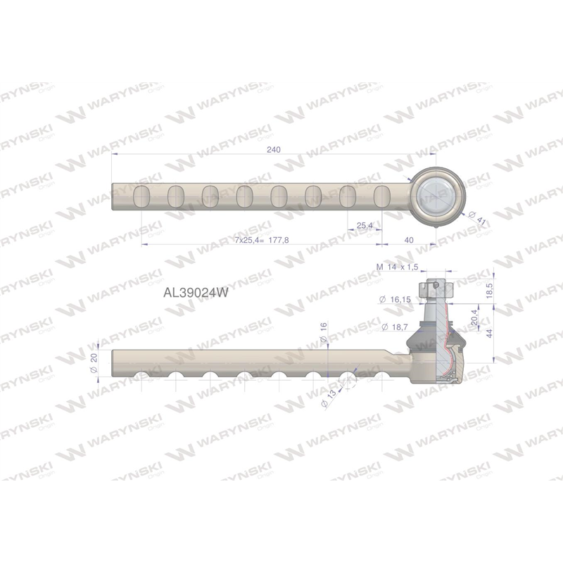 Przegub kierowniczy 240mm AL39019 WARYŃSKI-347451367