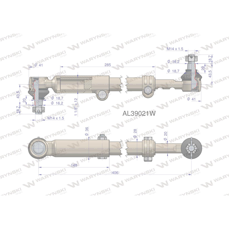 Drążek kierowniczy 406mm AL39021 WARYŃSKI-347456294