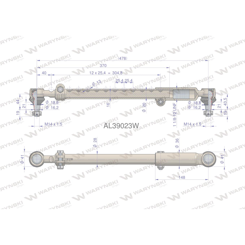 Drążek kierowniczy 478mm AL39023 WARYŃSKI-347884142