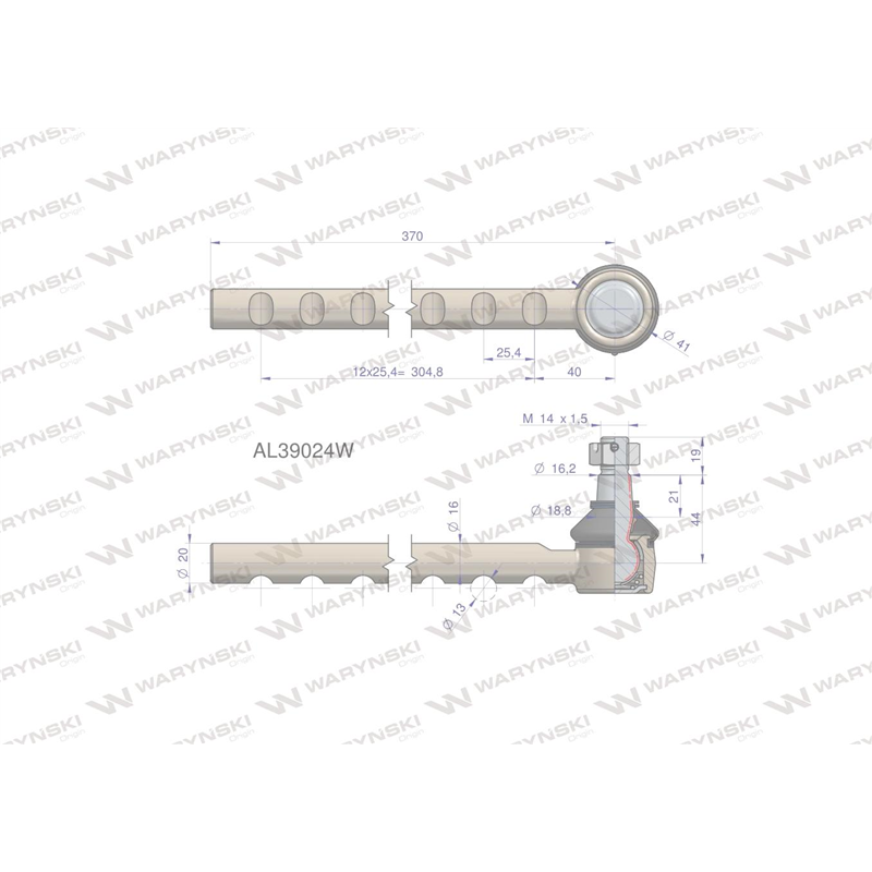 Przegub kierowniczy 370mm AL39024 WARYŃSKI-347879686